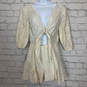 Jens Pirate Booty Ivory Eyelet Clementine Romper Size S